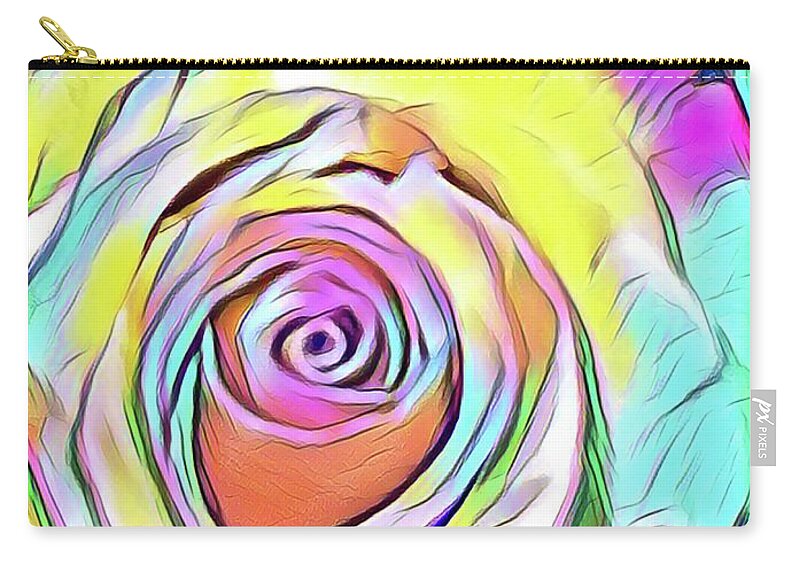 Rose Zip Pouch featuring the painting Multi-Colored Rose by Marian Lonzetta