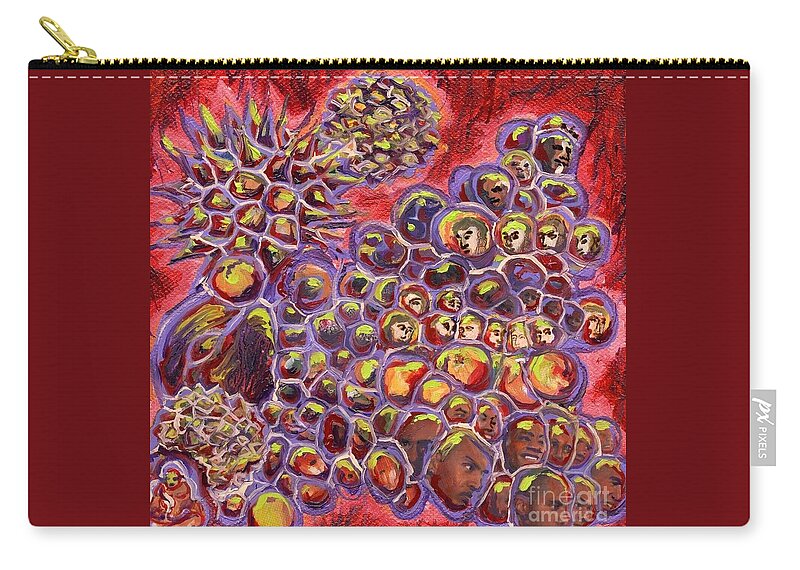 Human Zip Pouch featuring the painting Multiply Microbiology Landscapes Series by Emily McLaughlin