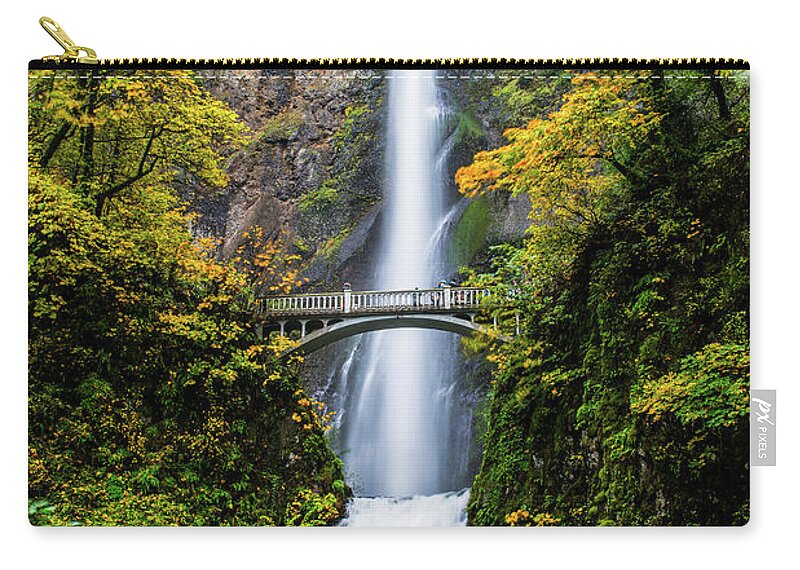 Landscape Zip Pouch featuring the photograph Multnomah Falls - Columbia gorge by Hisao Mogi