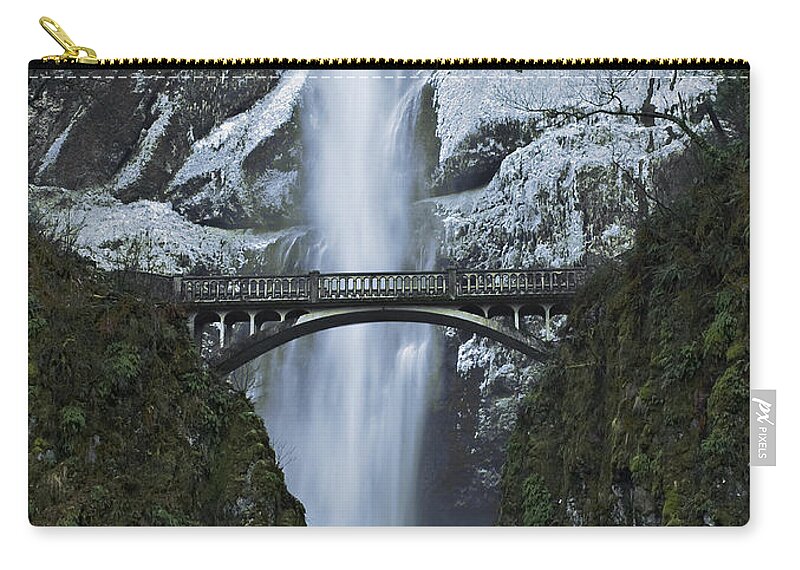 Water Zip Pouch featuring the photograph Bridge at Multnomah Falls by John Christopher