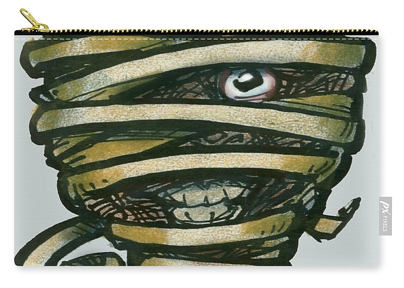 Mummy Zip Pouch featuring the greeting card Mummy by Kevin Middleton