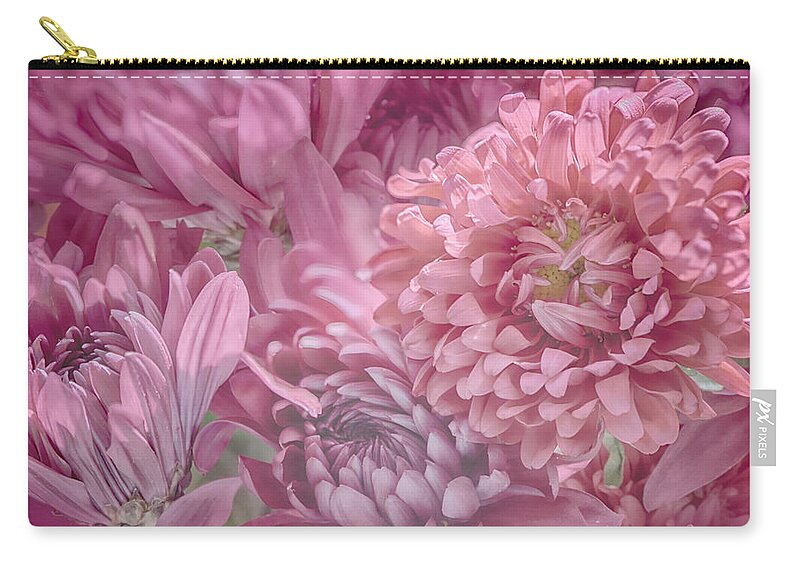 Pink Zip Pouch featuring the photograph Mums Together by Louise Hill