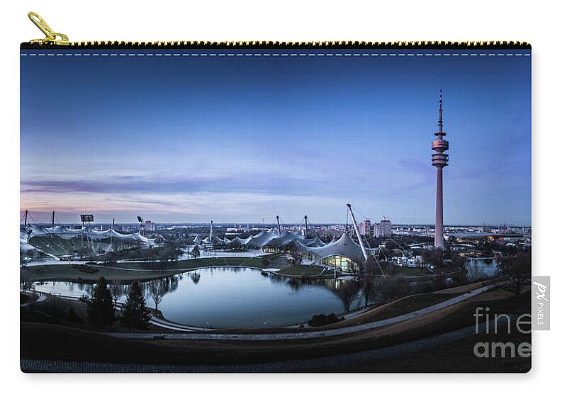 2x1 Carry-all Pouch featuring the photograph Munich - watching the sunset at the Olympiapark by Hannes Cmarits