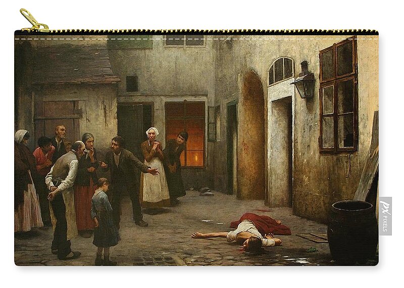 Jakub Schikaneder Carry-all Pouch featuring the painting Murder In The House by MotionAge Designs