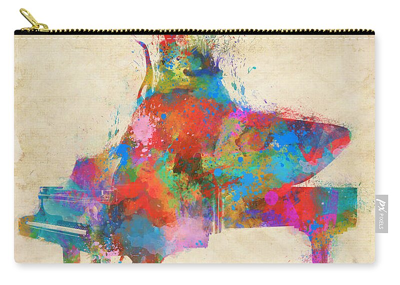 Piano Zip Pouch featuring the digital art Music Strikes Fire from the Heart by Nikki Marie Smith