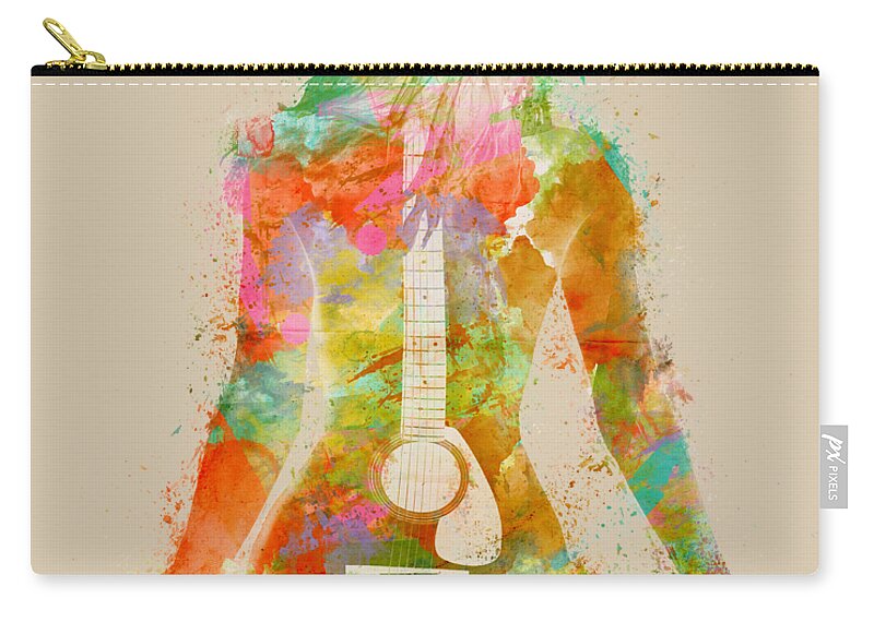 Guitar Carry-all Pouch featuring the digital art Music Was My First Love by Nikki Marie Smith