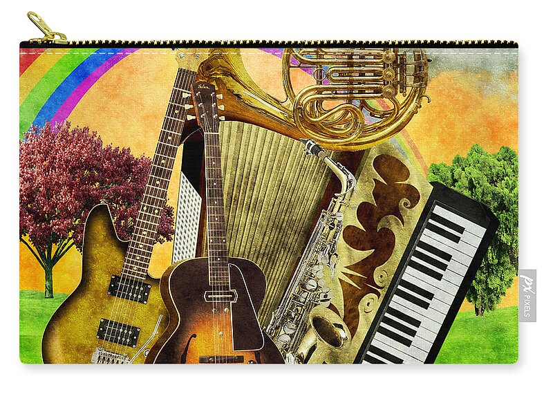 Fantasy Zip Pouch featuring the mixed media Musical Wonderland by Ally White
