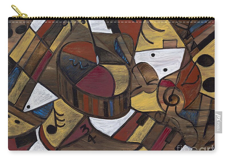 Brown Zip Pouch featuring the painting Musicality in Brown by Nadine Rippelmeyer