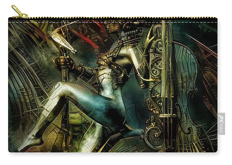 Musician Zip Pouch featuring the mixed media Musician by Lilia D