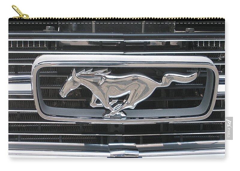 Car Zip Pouch featuring the photograph Mustang Grill by Ira Marcus