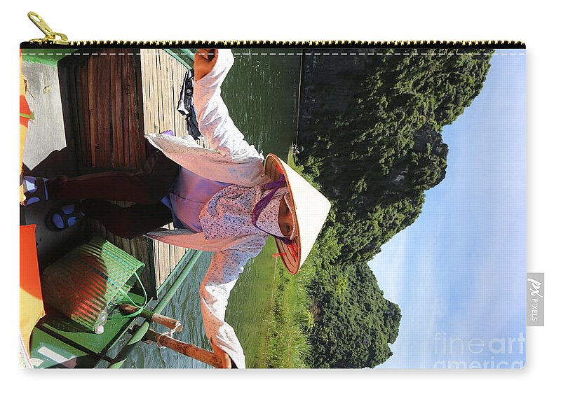  Vietnam Zip Pouch featuring the photograph My Boat guide for the tour. by Chuck Kuhn