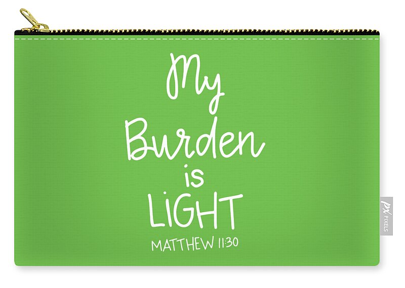 Matthew 11:30 Zip Pouch featuring the mixed media My Burden by Nancy Ingersoll