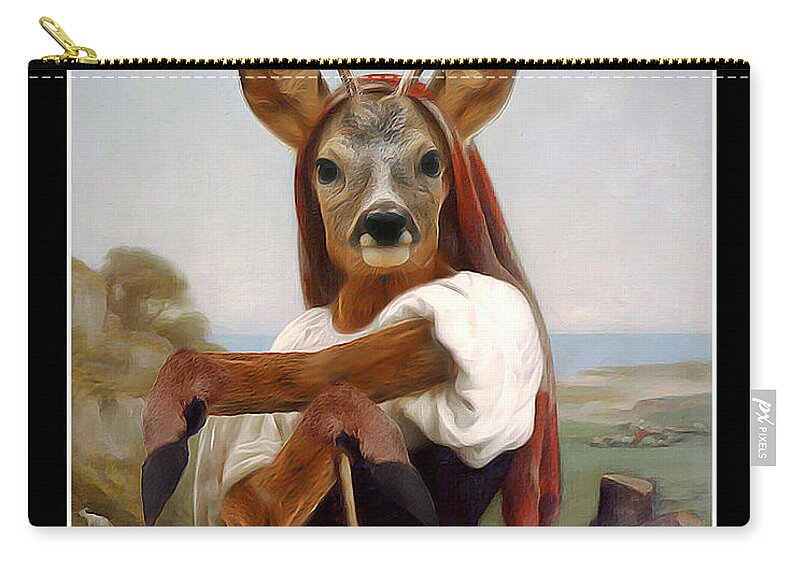  Bouguereau Zip Pouch featuring the painting My Deer Shepherdess by Gravityx9 Designs