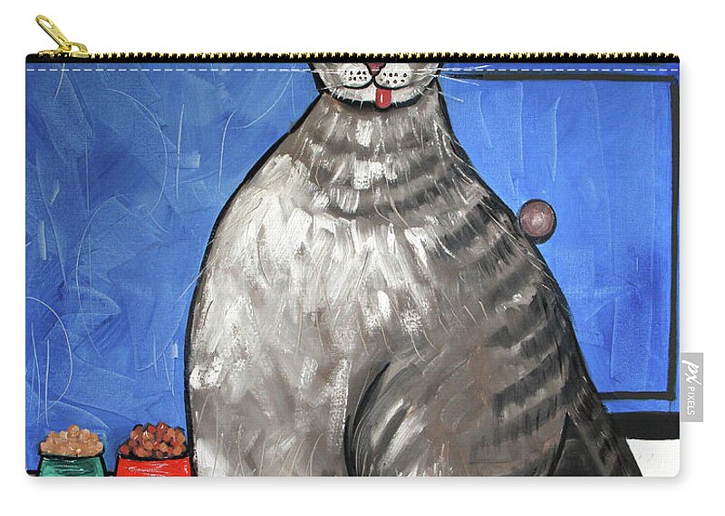  Abstract Zip Pouch featuring the painting My Fat Cat On Medical Catnip by Anthony Falbo