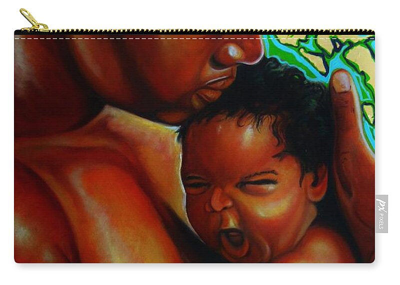 African American Art Zip Pouch featuring the painting My First Born by Emery Franklin