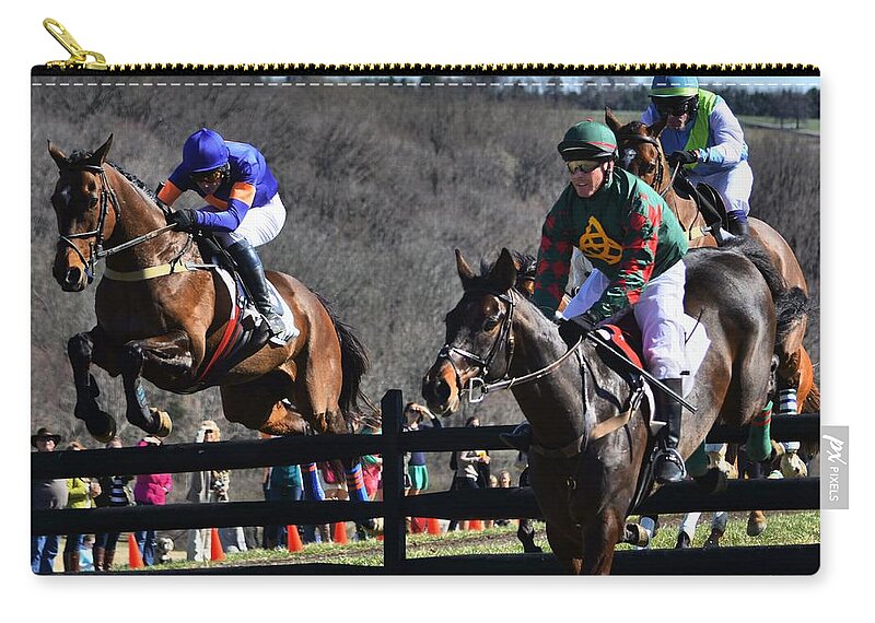 Horse Racing Zip Pouch featuring the photograph My Lady's Manor 10 by Robert McCubbin