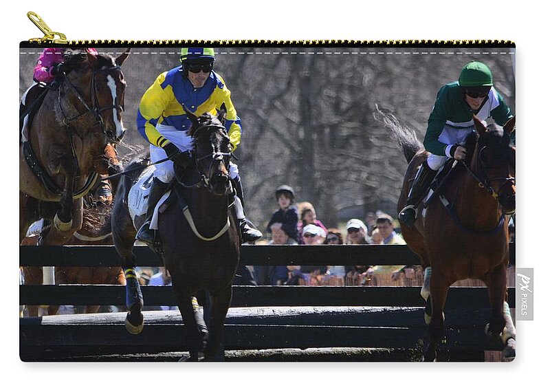 Horse Racing Zip Pouch featuring the photograph My Lady's Manor-3 by Robert McCubbin