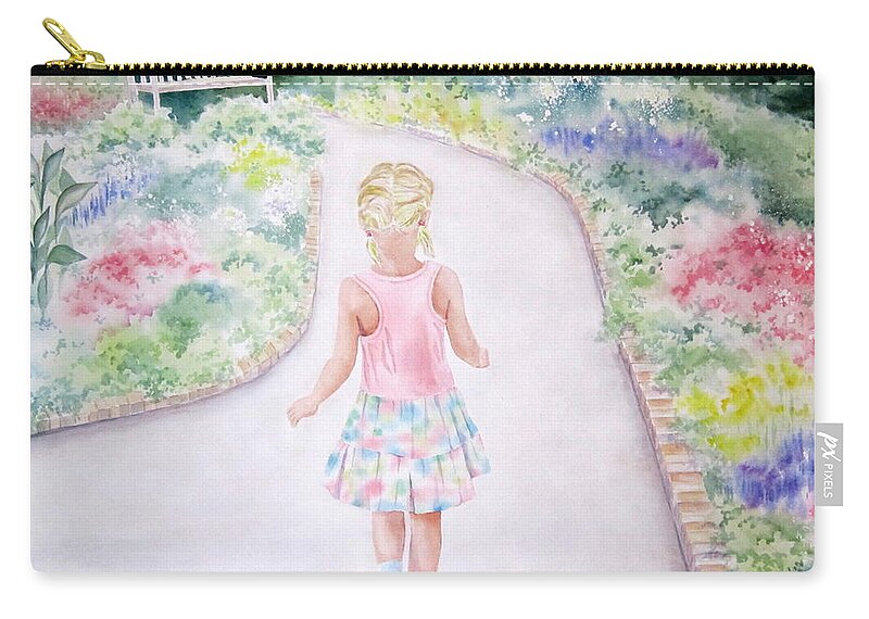 Girl Zip Pouch featuring the painting My Little One by Deborah Ronglien
