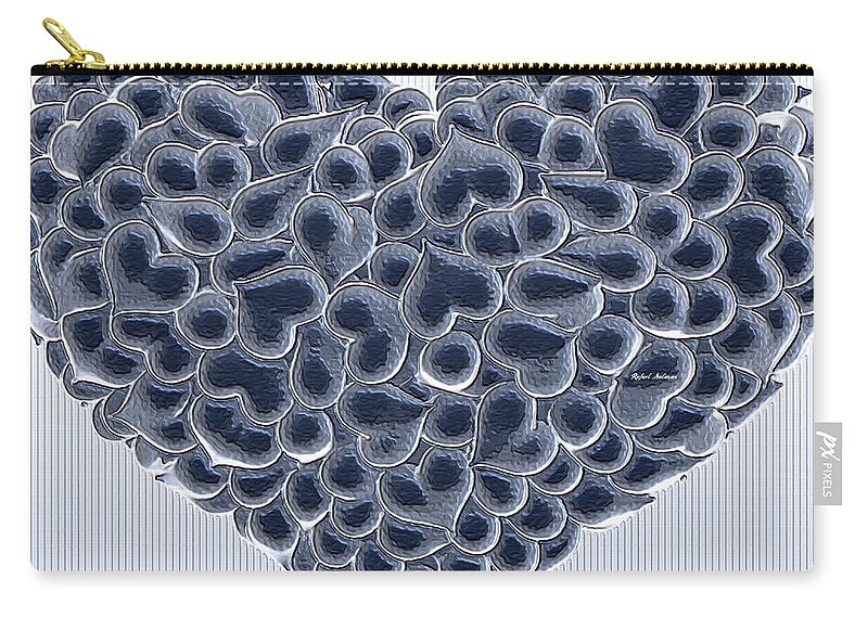 Valentines Zip Pouch featuring the digital art My Love is Yours in Black and White by Rafael Salazar