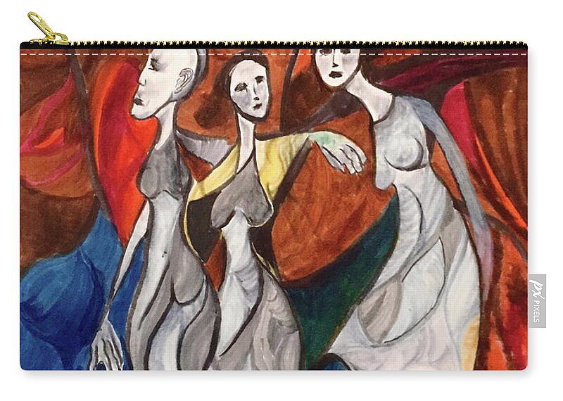 Contemporary Carry-all Pouch featuring the drawing My Muses by Dennis Ellman