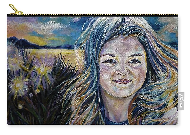 Portrait Zip Pouch featuring the painting My Summer Visitor by Anna Duyunova