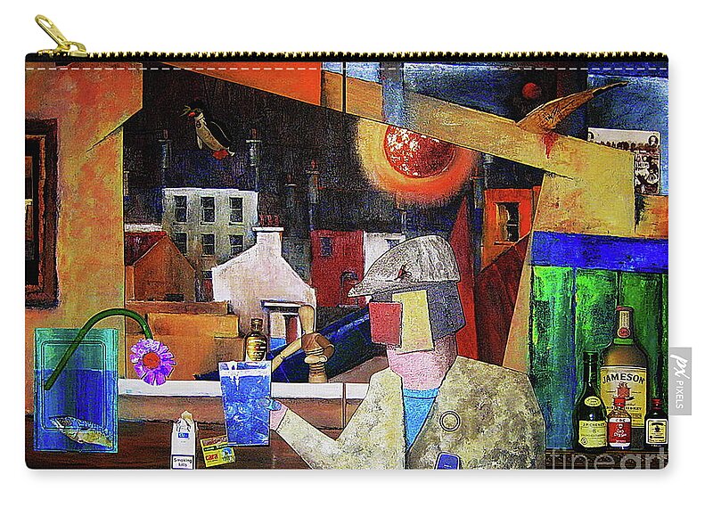 Valbyrne Zip Pouch featuring the mixed media My Window on the world by Val Byrne