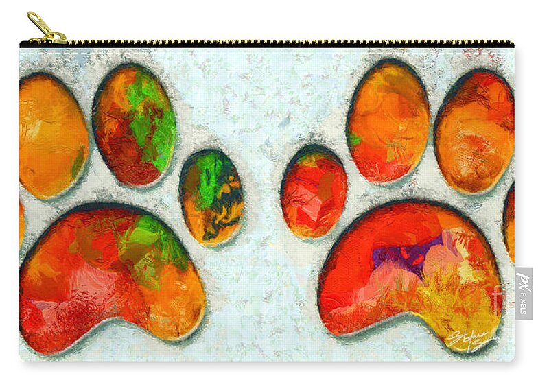 Cat Paw Zip Pouch featuring the painting My Cat Paw by Stefano Senise