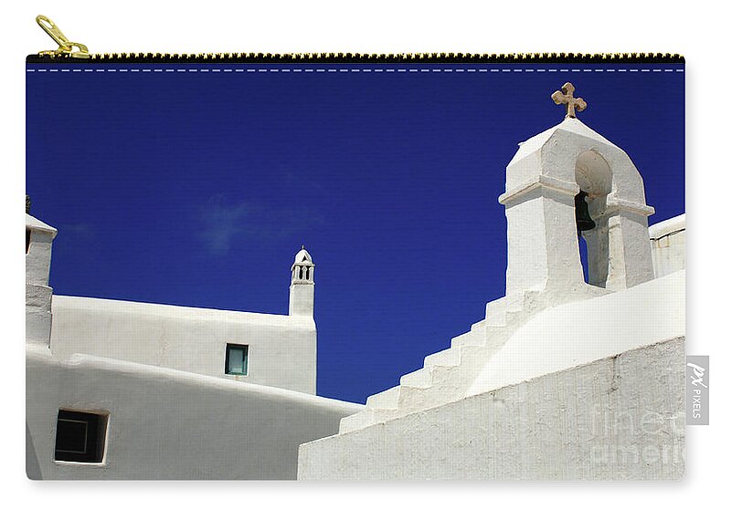 Architecture Zip Pouch featuring the photograph Mykonos Greece Architectual Line 5 by Bob Christopher
