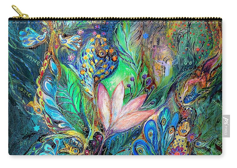 Original Zip Pouch featuring the painting Mysterious visitor by Elena Kotliarker