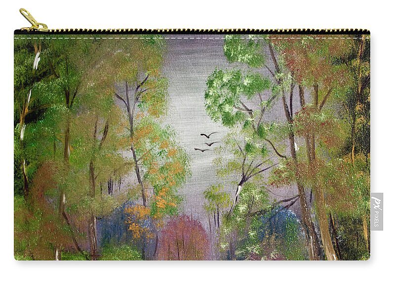 Oil On Canvas Zip Pouch featuring the painting Mystic Fall by Joseph Summa
