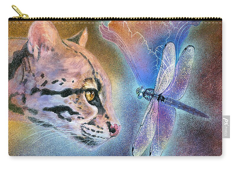 Ocelot Zip Pouch featuring the painting Mystic by Ragen Mendenhall
