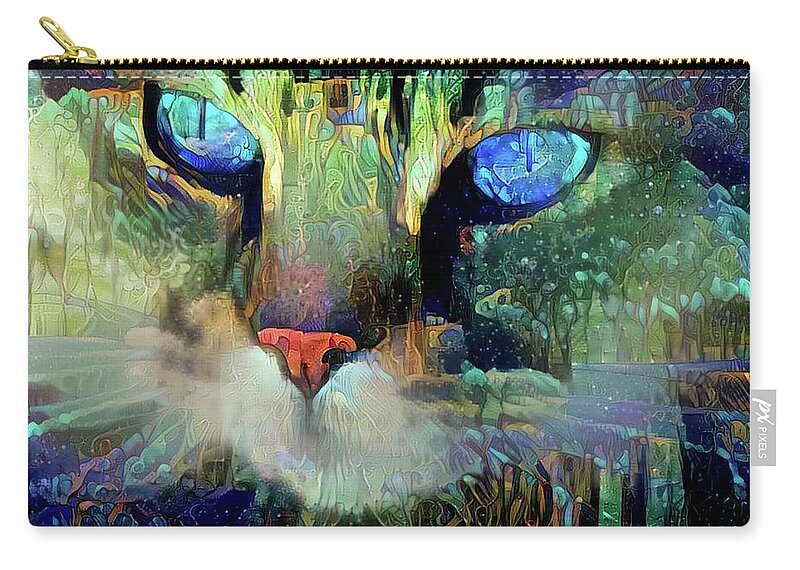 Cats Zip Pouch featuring the digital art Mystical Cat Art by Peggy Collins