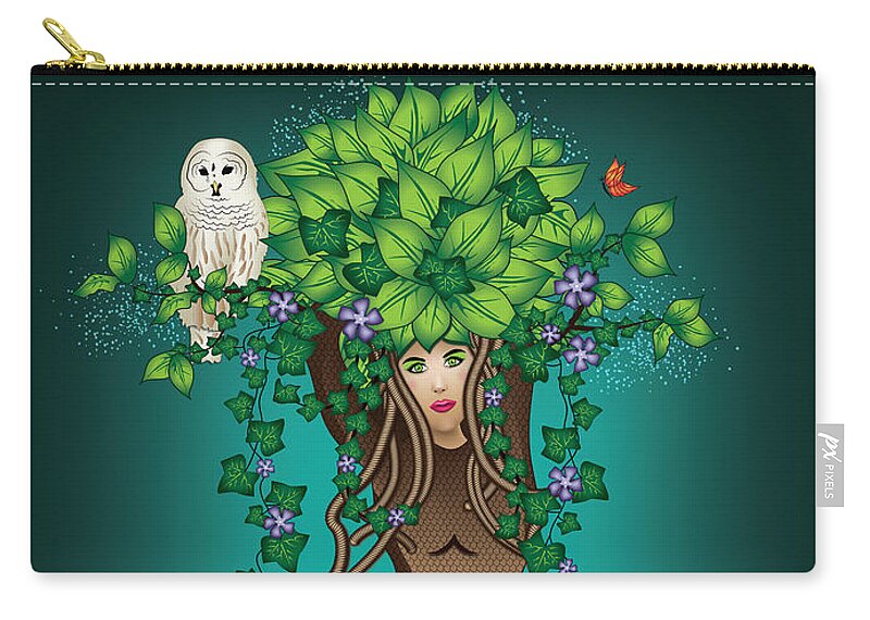 Fantasy Art Zip Pouch featuring the digital art Mystical Maiden Tree by Serena King