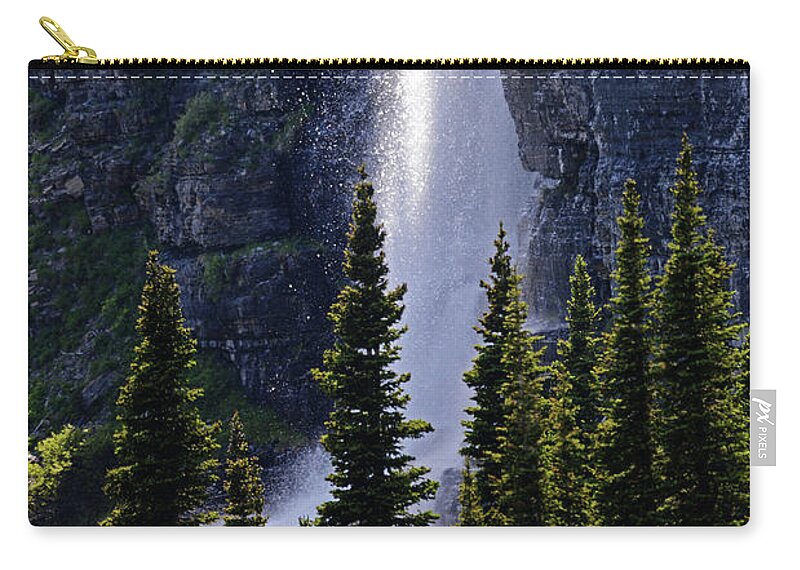 Waterfall Zip Pouch featuring the photograph Mystical Waterfall by Whispering Peaks Photography