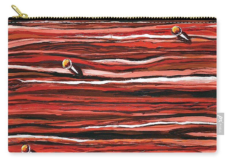 #abstracts #contemporary #woodgrain Zip Pouch featuring the painting Nailed to the Wall by Allison Constantino