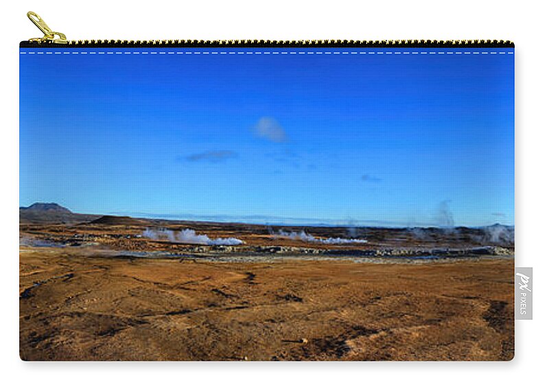 Namafjall Zip Pouch featuring the photograph Namafjall geothermal Iceland Panorama by Chris Thaxter