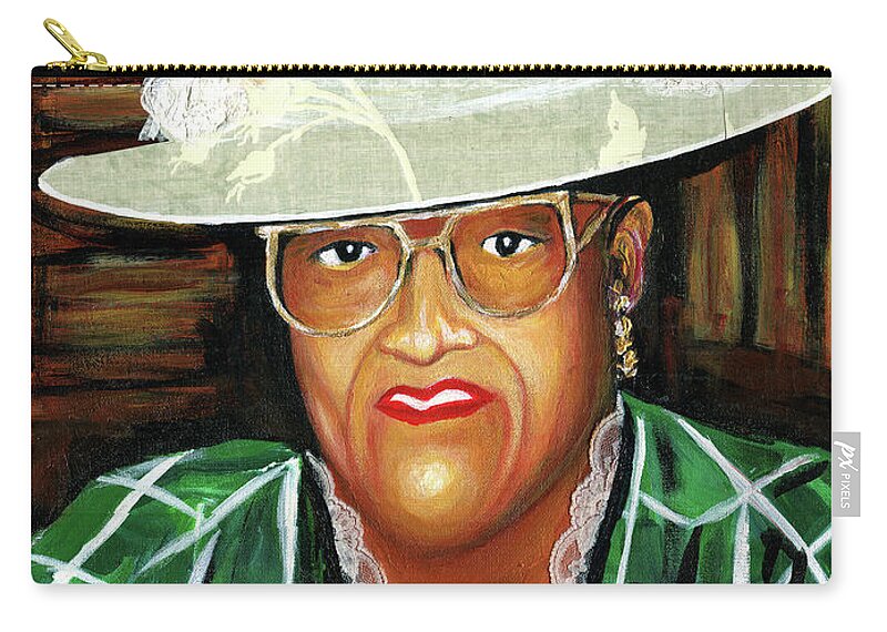 Everett Spruill Zip Pouch featuring the painting Nancy Wilder - Big Ma by Everett Spruill