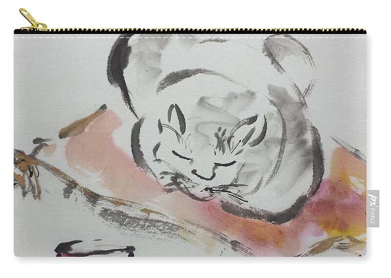 Cats Zip Pouch featuring the painting Nap Time by Laurie Samara-Schlageter