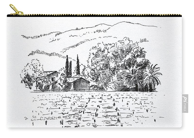 Landscape Zip Pouch featuring the drawing Napa Valley by Masha Batkova