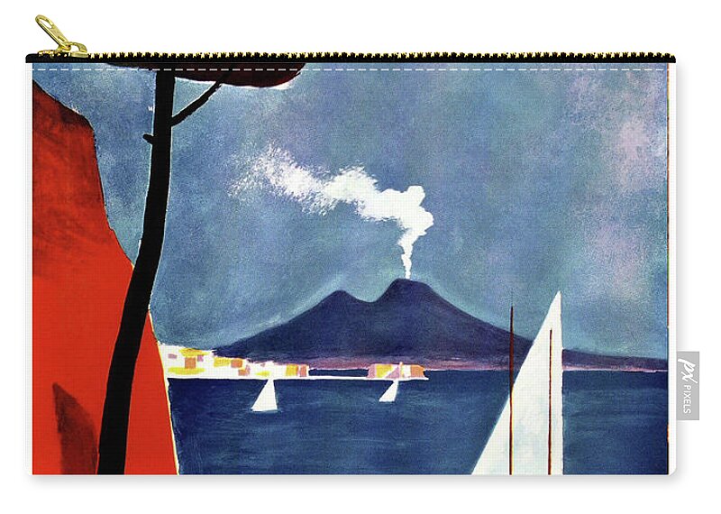 Napoli Zip Pouch featuring the painting Napoli, Naples, Italy, sailing boats, by Long Shot