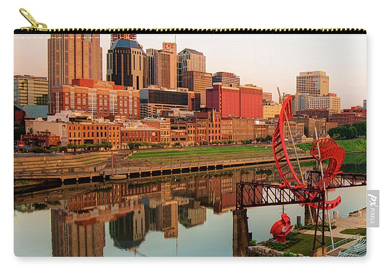 America Zip Pouch featuring the photograph Nashville Reflections of the Skyline by Gregory Ballos
