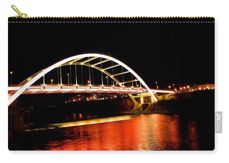 Nashville's Gateway Bridge Zip Pouch featuring the photograph Nashville's Gateway Bridge by Lisa Wooten