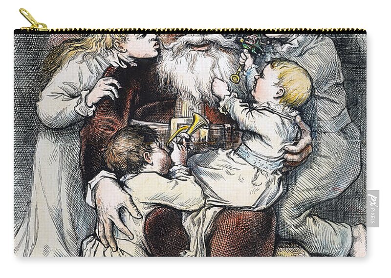 19th Century Zip Pouch featuring the photograph Nast: Christmas, 1879 by Granger