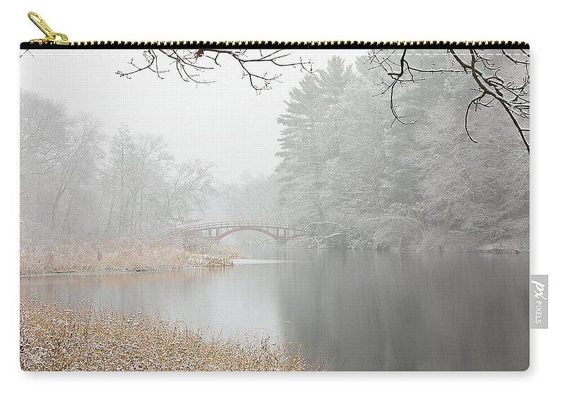 South Natick Zip Pouch featuring the photograph Natick Red Wooden Sargent Footbridge by Juergen Roth