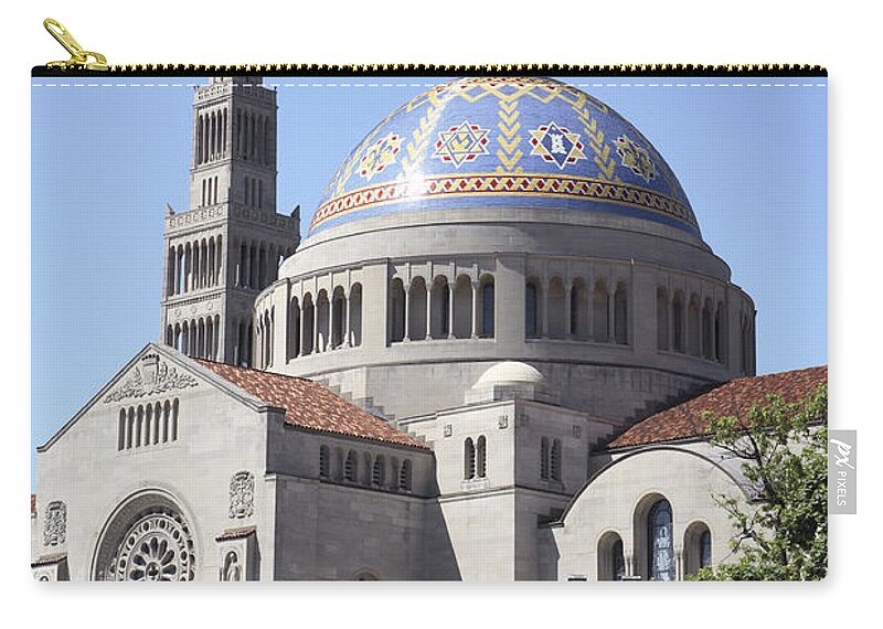  Architecture Zip Pouch featuring the photograph National Shrine of the Immaculate Conception by William Kuta