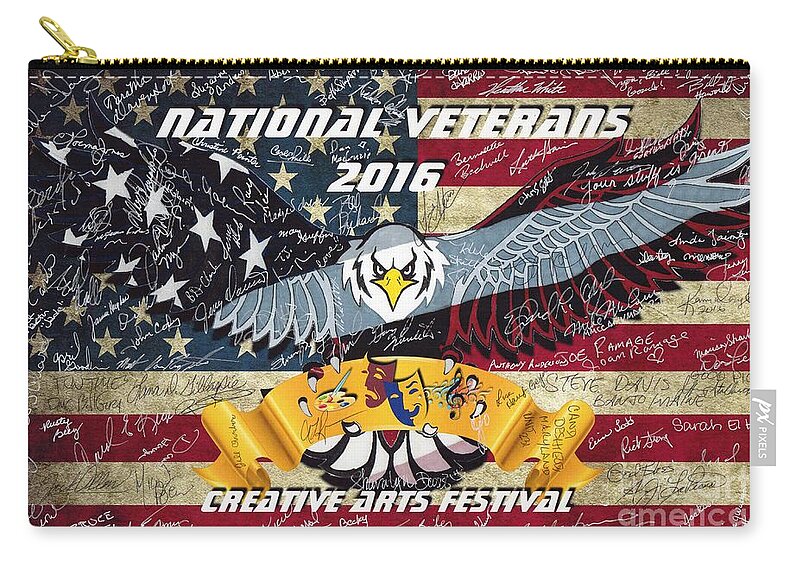 National Zip Pouch featuring the drawing National Veterans Creative Arts Festival by Bill Richards