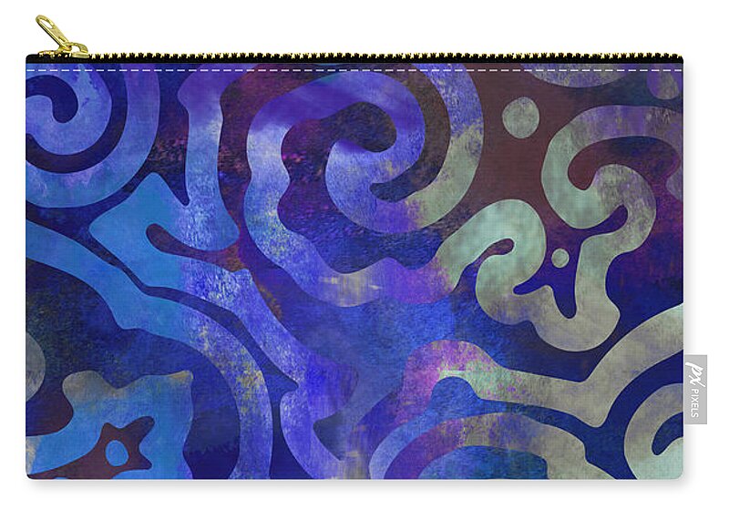 Ethnic Art Zip Pouch featuring the painting Native Elements Cobalt Blue by Mindy Sommers