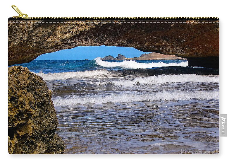 Arch Zip Pouch featuring the photograph Natural Bridge Aruba by Amy Cicconi