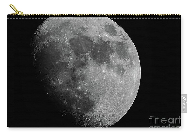 Moon Zip Pouch featuring the photograph Natural Satellite BW by Michael Ver Sprill