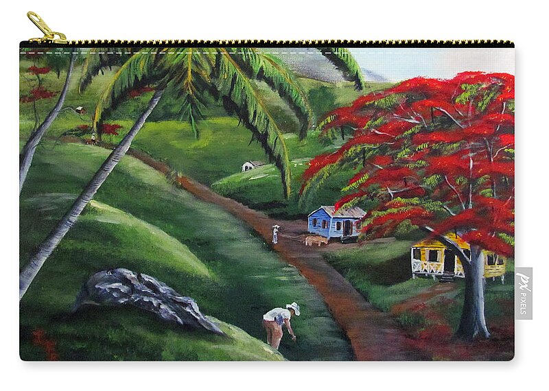 Tropical Zip Pouch featuring the painting Natures Way by Luis F Rodriguez